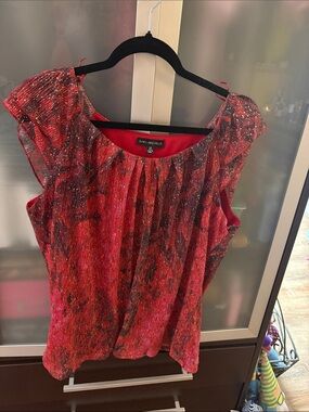 Sara Michelle Shimmering Red Ruffle Sleeve Blouse